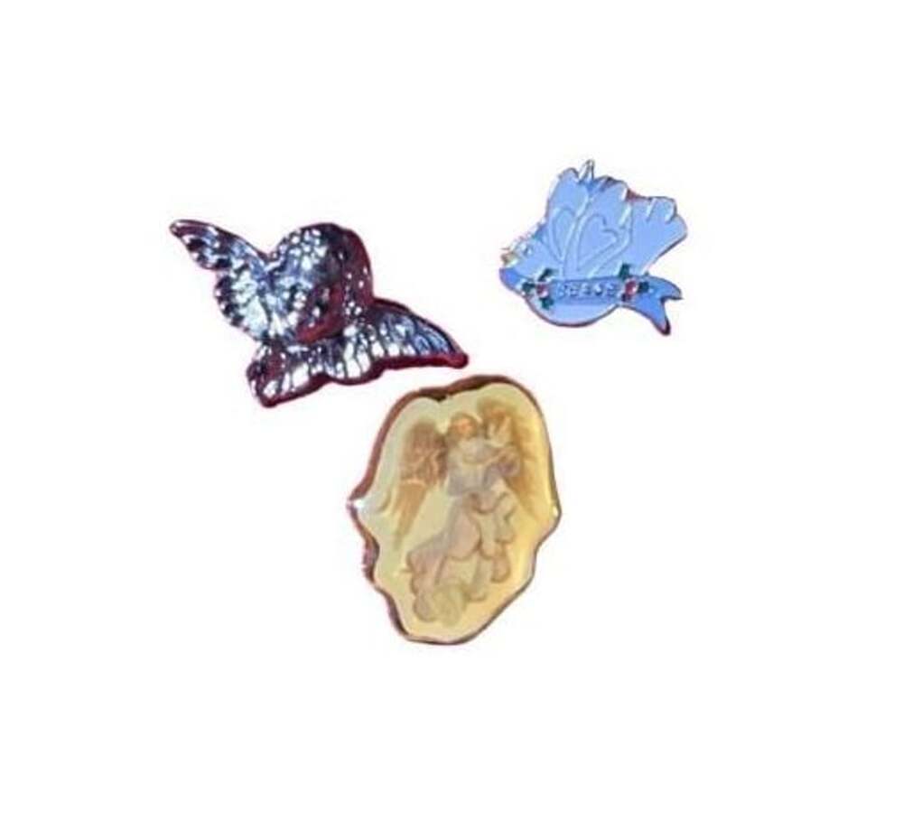 Vintage Angel & Peace Dove Lapel Pin Lot - 3pc Bundle with Typo Misprint Dove